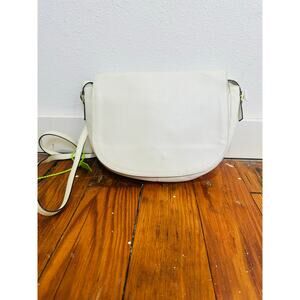 BOTTEGA VENETA White Leather Vintage Made in Italy Flap Over Crossbody Bag Purse